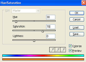 Hue/Saturation settings