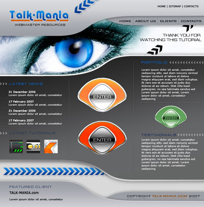 Another Web Design Company Layout Tutorial: Final Result (Click to enlarge)