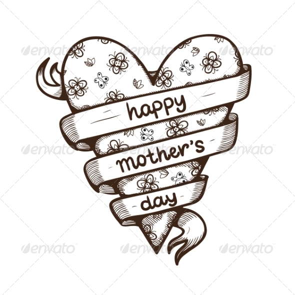 Mother's Day Greeting Card Template. Happy Mothers Day Formulation Of A  Sketch Line Flowers Hand Drawn Black Color. Decorative Doodle Frame Of  Flowers For Coloring. Royalty Free SVG, Cliparts, Vectors, and Stock
